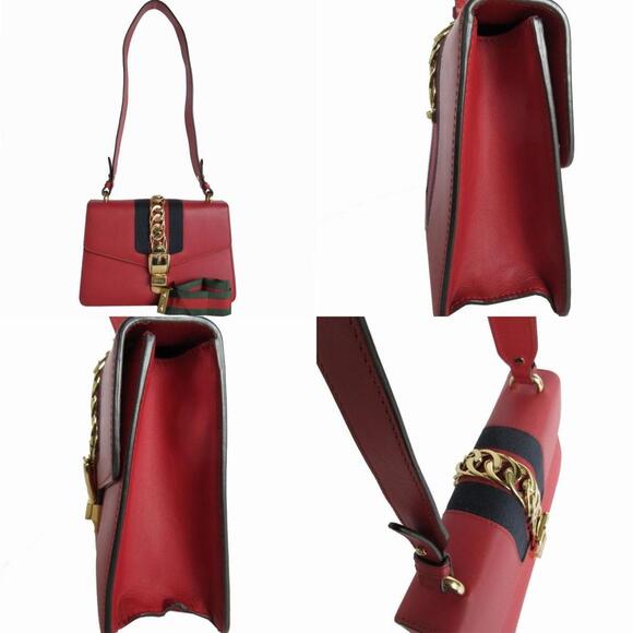 GUCCI Red Leather Shoulder Bag - Picture 3 of 5